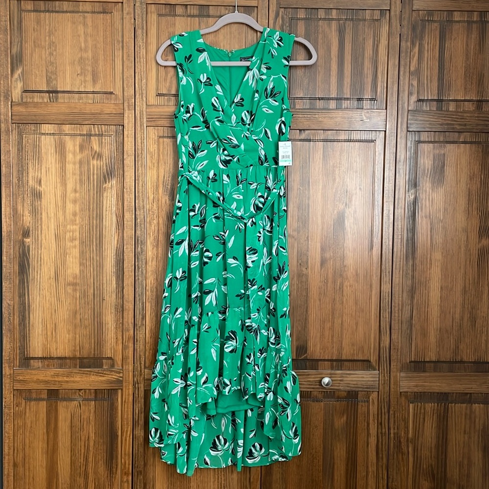 JESSICA HOWARD Hi-Low Dress in Green with Black/White Accents NWT